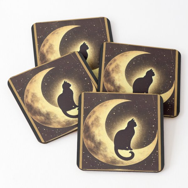 Item preview, Crescent moon black cat tarot card designed and sold by MilkyForest.