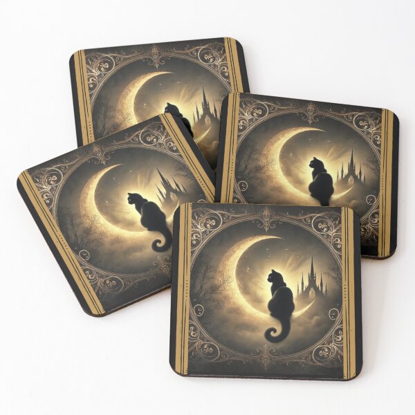 Item preview, Crescent moon black cat tarot card designed and sold by MilkyForest.