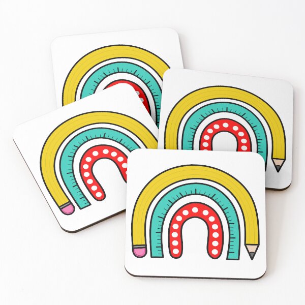 Item preview, Teacher Rainbow Illustration Yellow, Blue and Red - Pencil and Ruler  designed and sold by MrsCreative1.