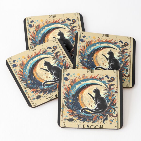 Item preview, Crescent moon black cat tarot card designed and sold by MilkyForest.