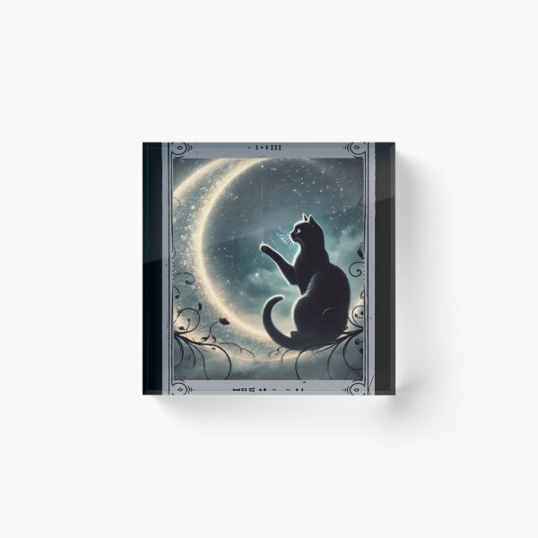Item preview, Crescent moon black cat tarot card designed and sold by MilkyForest.