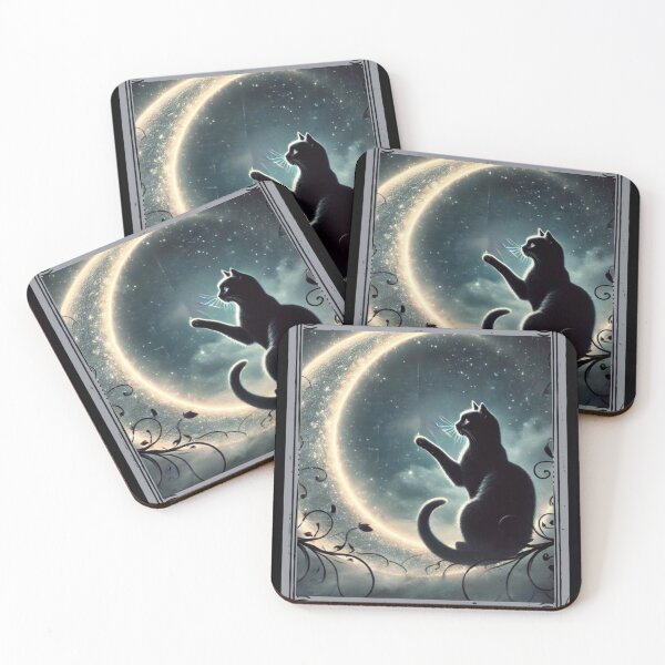 Item preview, Crescent moon black cat tarot card designed and sold by MilkyForest.