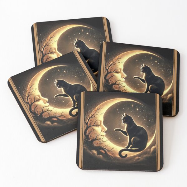 Item preview, Crescent moon black cat tarot card designed and sold by MilkyForest.