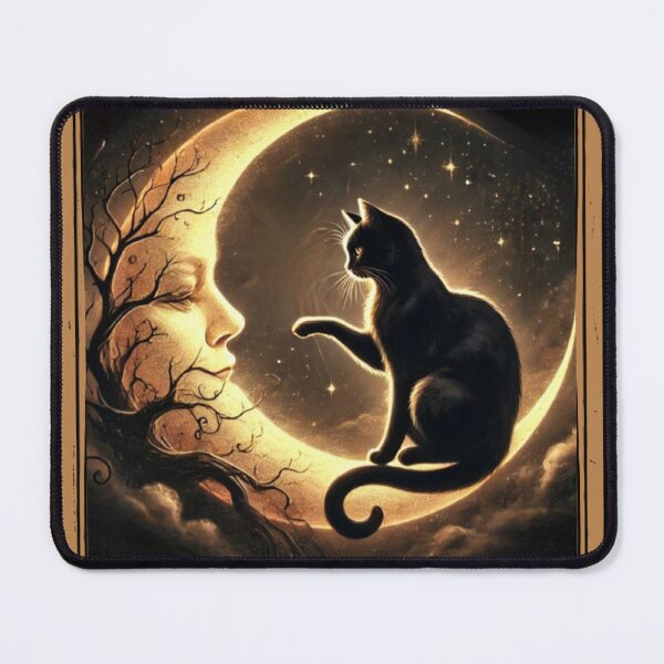 Item preview, Crescent moon black cat tarot card designed and sold by MilkyForest.