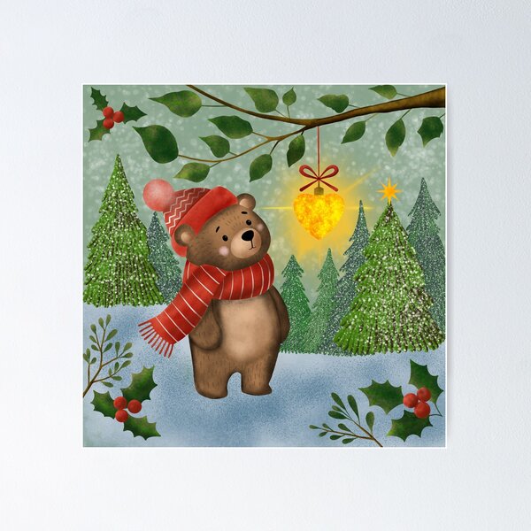 Item preview, Heart of the Forest – Festive Bear Illustration designed and sold by IrenicBears.