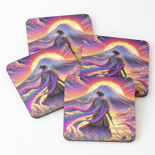 Item preview, Samurai Fuji Volcano 01 colorful anime style puzzle, mouse pad, gallery print designed and sold by SpecialtiesShop.
