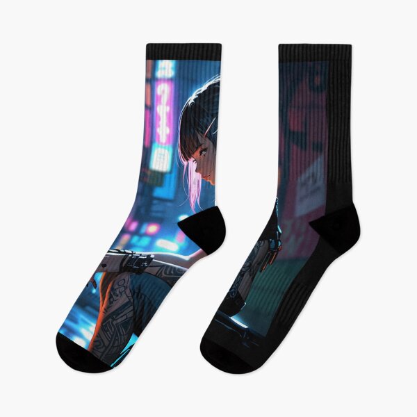 Item preview, Cool Anime Manga Cyber Punk Girl with tattoos and Neon Lights designed and sold by Vintage Designs +.