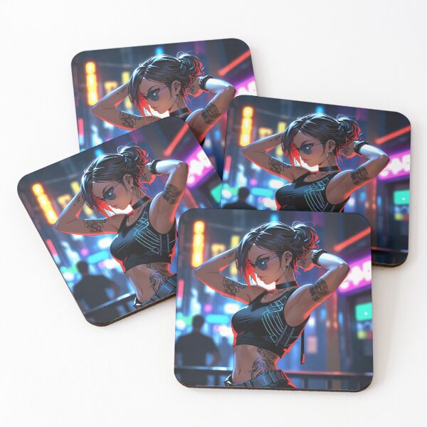 Item preview,  Cool Anime Manga Cyber Punk Girl with tattoos and Neon Lights designed and sold by Vintage Designs +.
