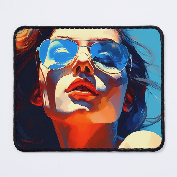 Item preview, Dynamic Portrait of Woman with Flowing Hair and Aviator Sunglasses designed and sold by anytka.