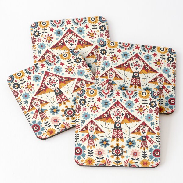 Item preview, Scandinavian Folk Art Red Kites by heidiannemorris designed and sold by FOLK ART FUSION by heidiannemorris.