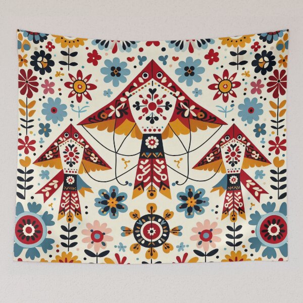 Item preview, Scandinavian Folk Art Red Kites by heidiannemorris designed and sold by FOLK ART FUSION by heidiannemorris.