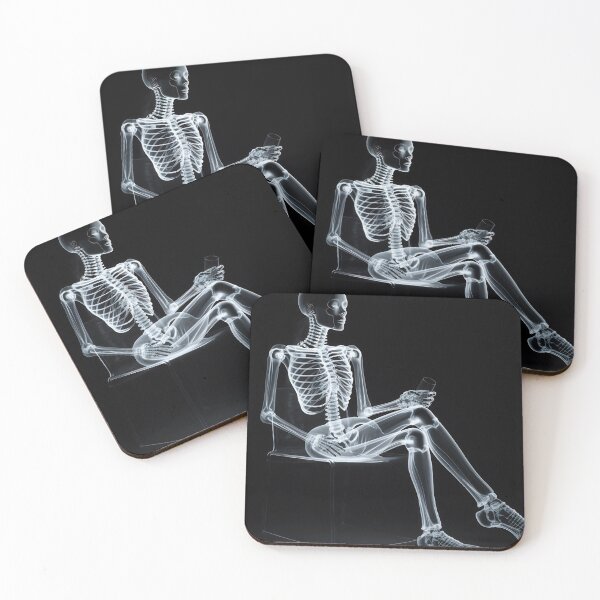 Item preview, Skeleton sitting on chair holding cell phone designed and sold by anytka.