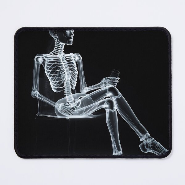 Item preview, Skeleton sitting on chair holding cell phone designed and sold by anytka.