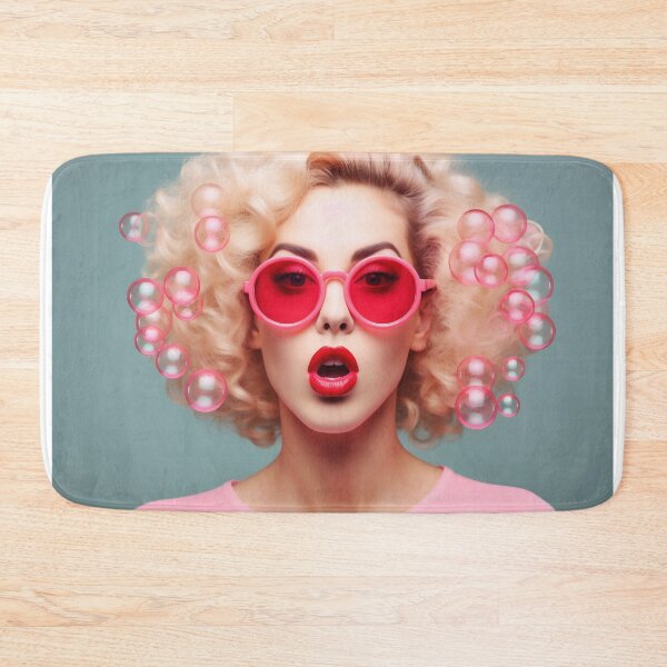 Item preview, Vintage Glamour: Curly-Haired Woman in Pink Sunglasses designed and sold by anytka.