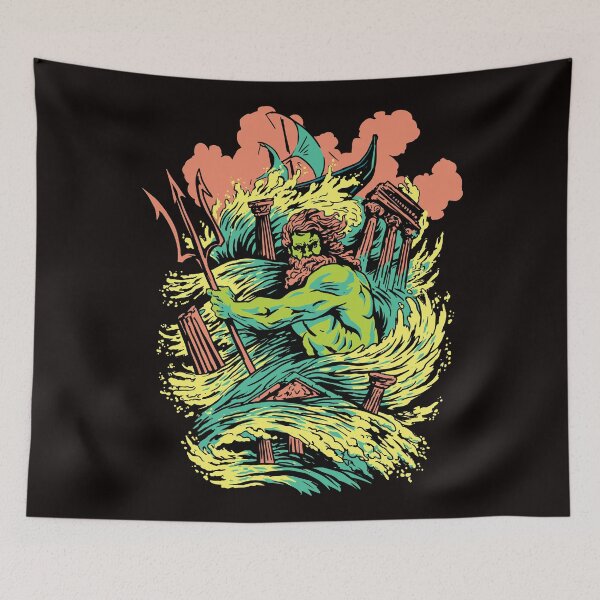 Item preview, Poseidon Mythical Ocean Fury Art designed and sold by DrawHandArt.