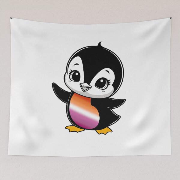 Item preview, Lesbian Pride Baby Penguin, Kawaii Lesbian Flag Penguin designed and sold by Travelslightly.