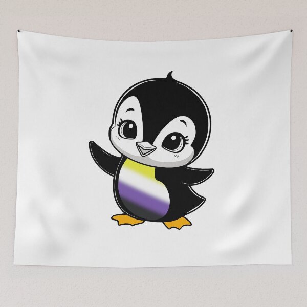 Item preview, Nonbinary Pride Baby Penguin, Kawaii Enby Flag Penguin designed and sold by Travelslightly.
