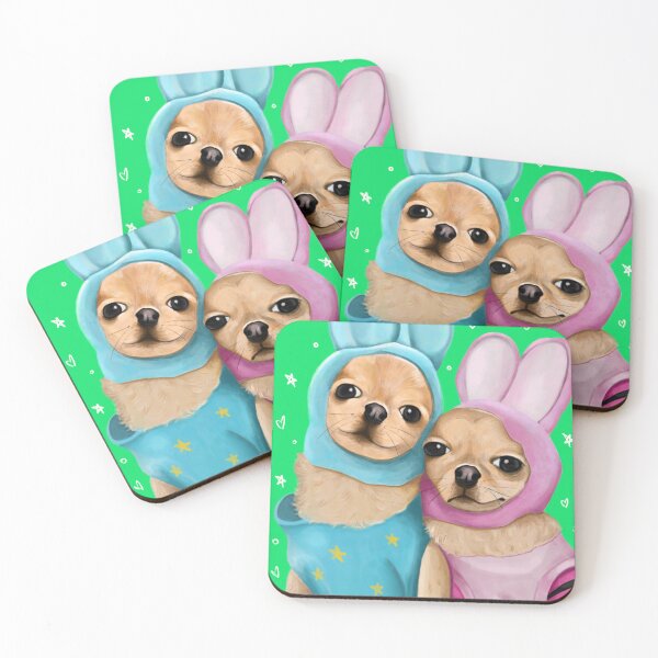 Item preview, Two adorable chihuahuas wearing bunny costumes designed and sold by mistonterias.