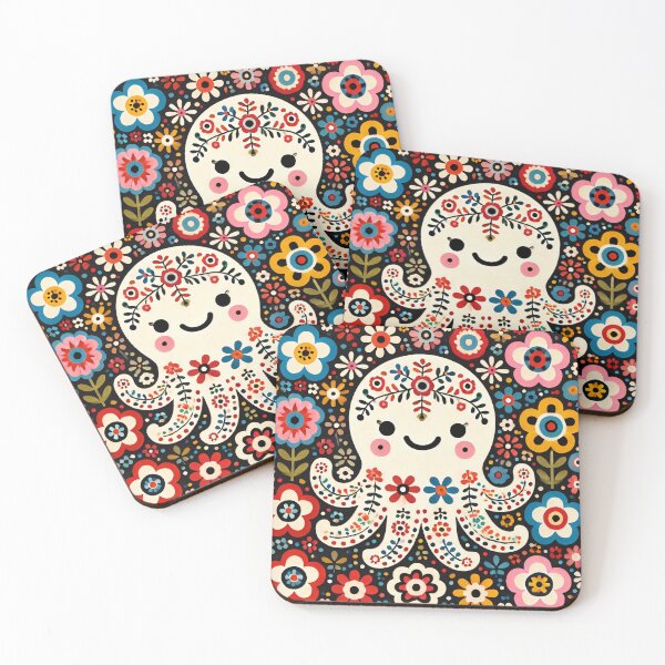 Item preview, Scandinavian Folk Art - cute baby Octopus by heidiannemorris designed and sold by FOLK ART FUSION by heidiannemorris.
