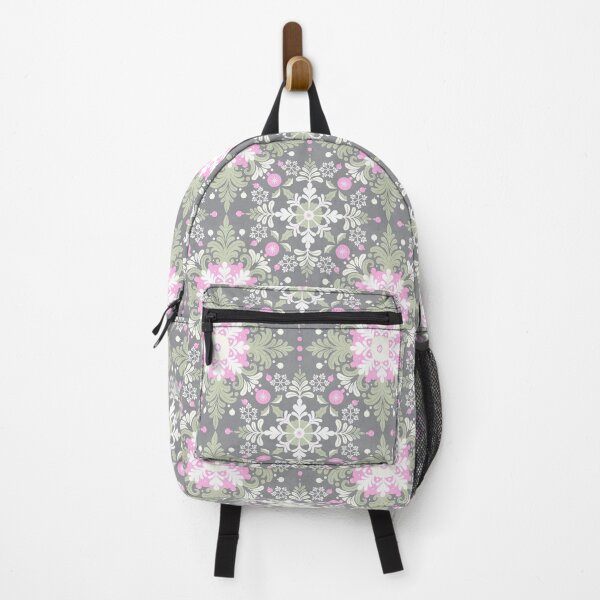 Item preview, Winter Snowflake Damask - Green - Grey - Pink - White designed and sold by Fezzyboo.