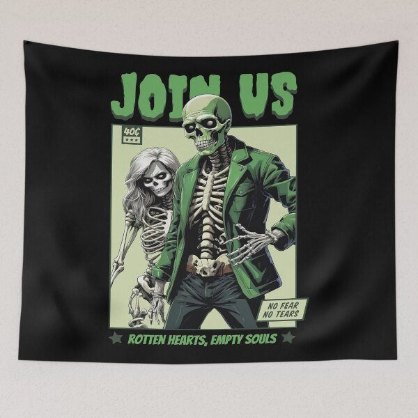 Item preview, Join Us Retro Skeleton Couple Art with Gothic designed and sold by DrawHandArt.