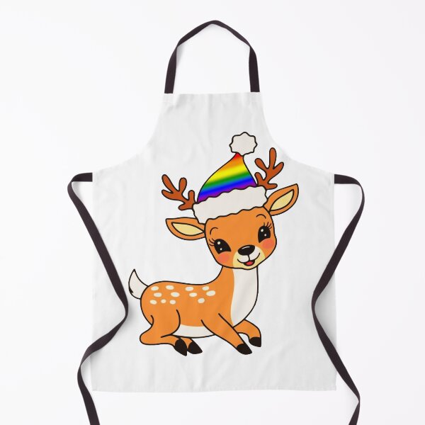 Item preview, Festive Reindeer with LGBTQ Rainbow Flag Santa Hat | Cute LGBTQ Christmas Design designed and sold by Travelslightly.