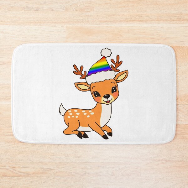 Item preview, Festive Reindeer with LGBTQ Rainbow Flag Santa Hat | Cute LGBTQ Christmas Design designed and sold by Travelslightly.
