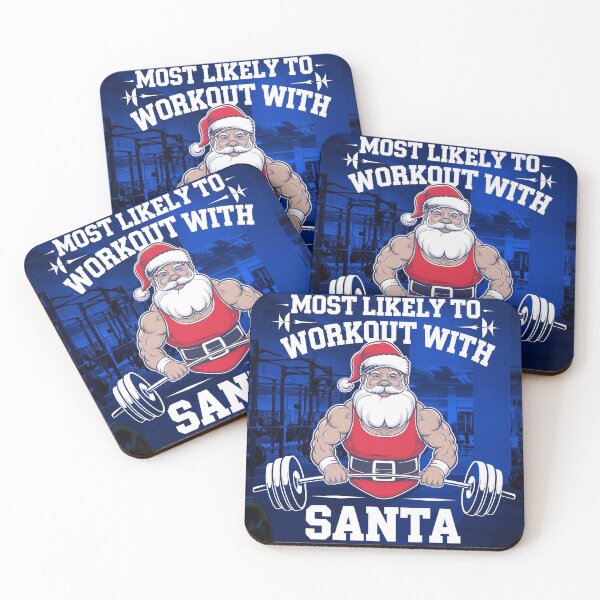 Item preview, Most Likely To Workout With Santa Christmas Design For Bodybuilders And Gym Lovers designed and sold by SwanAndStone.