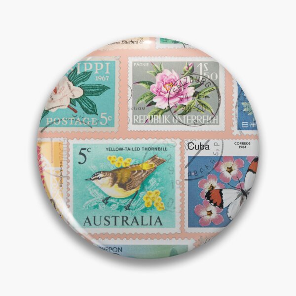 Item preview, Boho vintage postal stamps, floral and bird patterns from very different places designed and sold by coloursforkids.