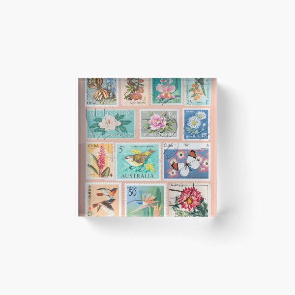 Item preview, Boho vintage postal stamps, floral and bird patterns from very different places designed and sold by coloursforkids.