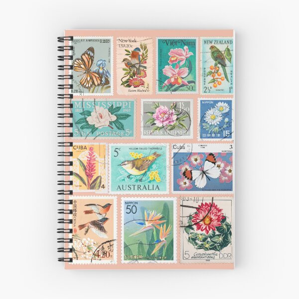 Item preview, Boho vintage postal stamps, floral and bird patterns from very different places designed and sold by coloursforkids.