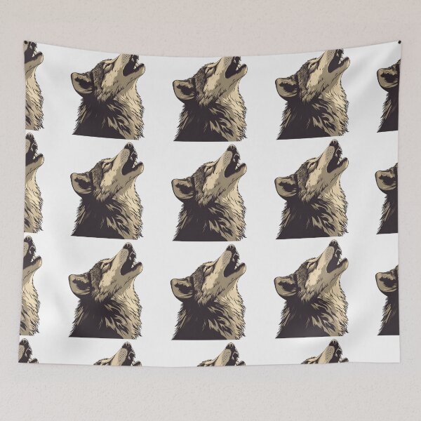 Item preview, Howling Wolf Cartoon Style Sticker Logo, Illustration, Wall arts, Art Prints and More designed and sold by Kevin Lou.