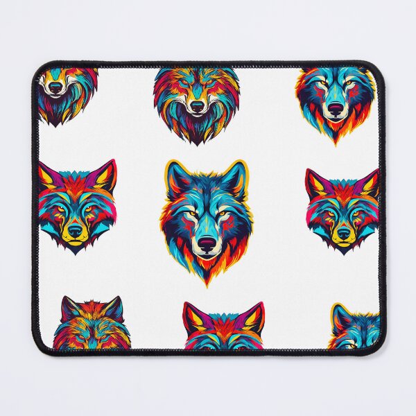 Item preview, Technicolor Wolf Visage Pattern 1 designed and sold by Tom-Johnson.