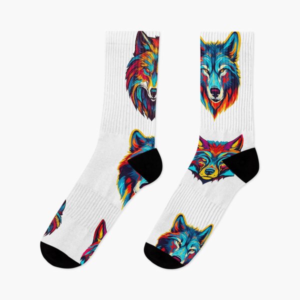 Item preview, Technicolor Wolf Visage Pattern 1 designed and sold by Tom-Johnson.
