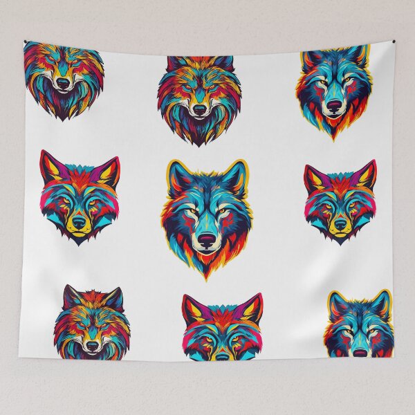 Item preview, Technicolor Wolf Visage Pattern 1 designed and sold by Tom-Johnson.