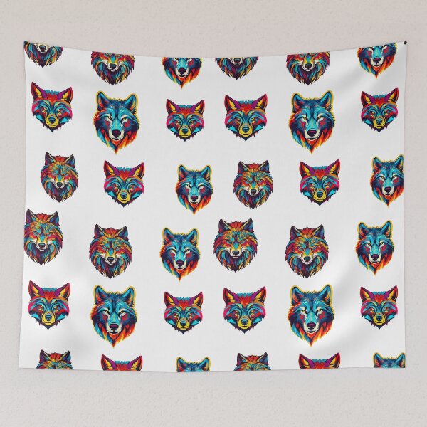 Item preview, Technicolor Wolf Visage Pattern 2 designed and sold by Tom-Johnson.