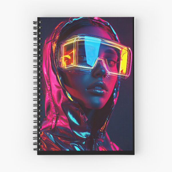 Item preview, Futuristic Portrait with Neon Glasses designed and sold by artwaves.