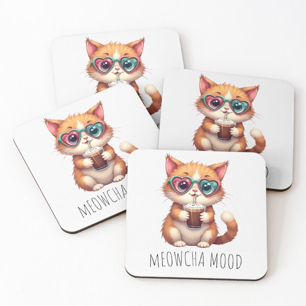 Item preview, Meowcha Mood - Cute Cat Coffee Lover Design designed and sold by Furr-n-Purr.