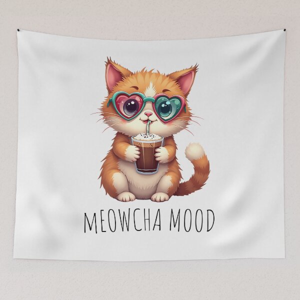 Item preview, Meowcha Mood - Cute Cat Coffee Lover Design designed and sold by Furr-n-Purr.
