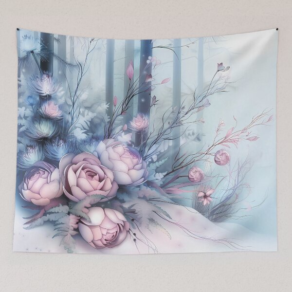 Item preview, Winter landscape.Floral pattern.Winter flowers on snow.Pastel colors. designed and sold by MagelliShop.