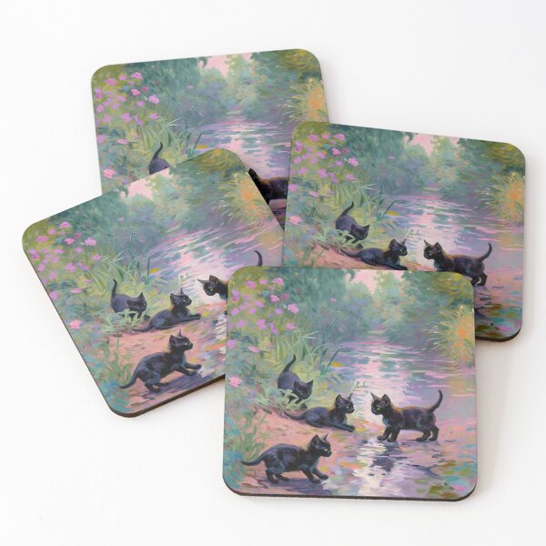 Item preview, Monet-Inspired Black Kittens! designed and sold by vwcallais.