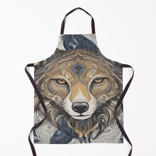 Item preview, stylized wolf's head is depicted with intricate patterns and a blend of earth tones designed and sold by InezPhotography.