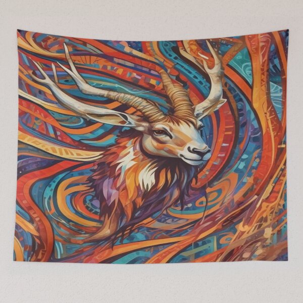 Item preview, Vivid swirling colors encircle the majestic head of an antelope designed and sold by InezPhotography.