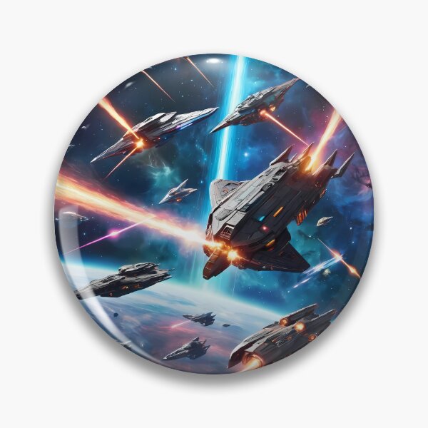 Item preview, Laser Starfighter Battles Landscape Deep Space Planets Star designed and sold by ART ATTACK ZONE.