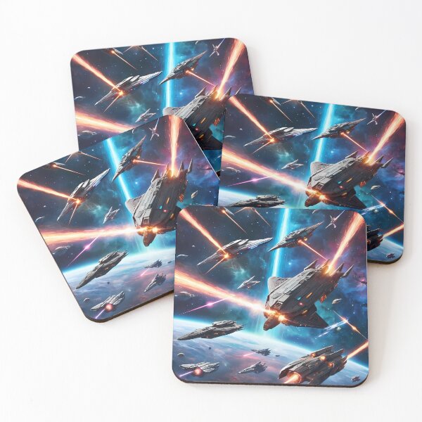 Item preview, Laser Starfighter Battles Landscape Deep Space Planets Star designed and sold by ART ATTACK ZONE.