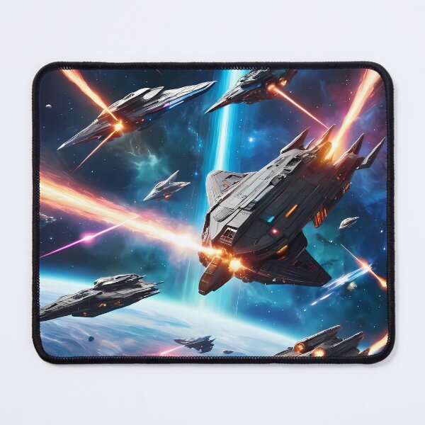 Item preview, Laser Starfighter Battles Landscape Deep Space Planets Star designed and sold by ART ATTACK ZONE.