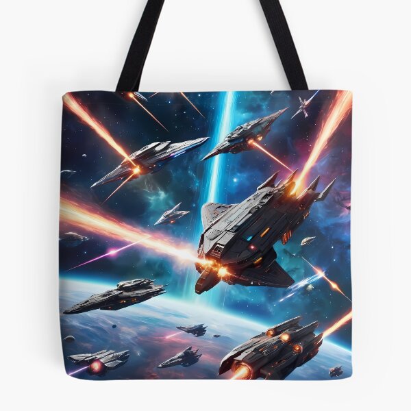 Item preview, Laser Starfighter Battles Landscape Deep Space Planets Star designed and sold by ART ATTACK ZONE.