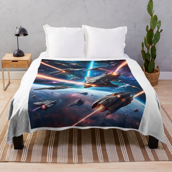 Item preview, Laser Starfighter Battles Landscape Deep Space Planets Star designed and sold by ART ATTACK ZONE.