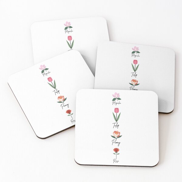 Item preview, Vertical Floral Quartet - Magnolia, tulip, peony, rose flowers designed and sold by Fikuall.