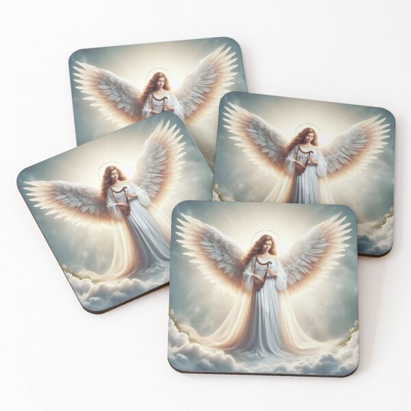 Item preview, Beautiful Angel Playing Harp in Heaven designed and sold by JesusClub.